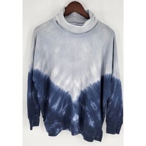 PINK Victoria's Secret Blue Tye Dye Turtleneck Sweatshirt Women's S Oversized